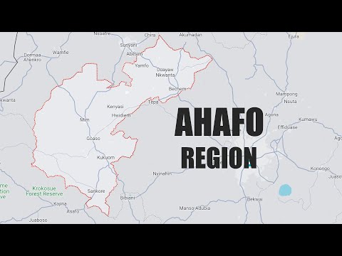 Topographical Map of Ahafo Region of Ghana