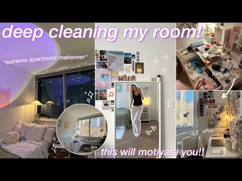 DEEP CLEANING MY ROOM! extreme nyc apartment makeover, spring cleaning, declutterring & organizing!