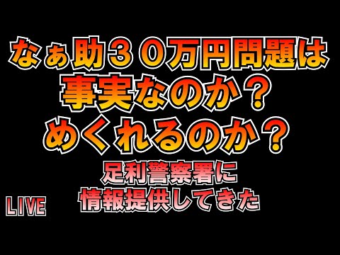 30万円問題は事実なのか？足利警察署に情報提供してきた なぁ助(水口恵)がナイト(稲村尚志)を刺した件 LIVE #みんつく党 #大津あやか  #みんつく #つばさの党