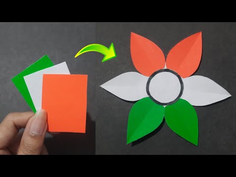 Tricolor Paper Flower Making Idea | Independence Day Craft With Paper | Very Easy Paper Flower