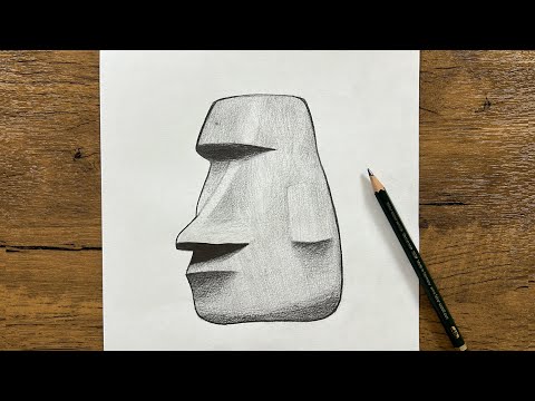 how to draw moai statue step-by-step | step-by-step drawing