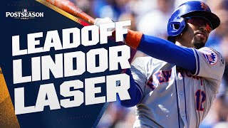 LEADOFF LINDOR LASER 💥 Francisco Lindor snaps the Dodgers consecutive Postseason scoreless IP streak