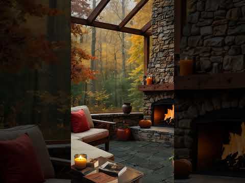 Cozy Pavilion Reading Nook 📖🔥#autumn #fireplace #relaxing #vibe