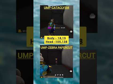 UMP ZEBRA PAPERCUT VS UMP CATACLYSM DAMAGE ABILITY TEST | BEST UMP SKIN | #shorts#freefire#short#ff