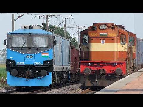 High SPEED Freight TRAINS | Diesel and Electric | Track SOUNDS + Beautiful CURVES | Indian Railways