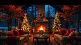 4 Hours Relaxing Piano Music in Cozy Holiday Living Room with Christmas Trees, Fireplace, Pumpkins