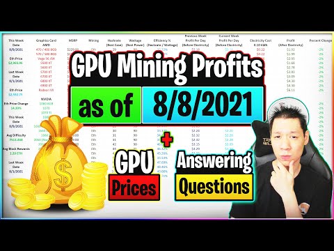 GPU Mining Profits as of 8/8/21 | GPU Prices | Answering Questions