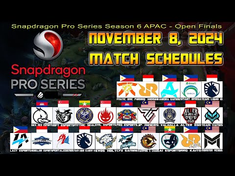 ALL MATCH SCHEDULES - NOVEMBER 8 2024 | Snapdragon Pro Series Season 6 APAC - Open Finals DAY 4 MLBB