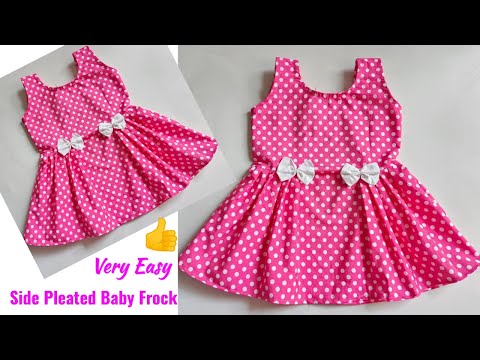 Side pleated Baby frock cutting and stitching very Easy | Very Easy Side pleated baby Frock