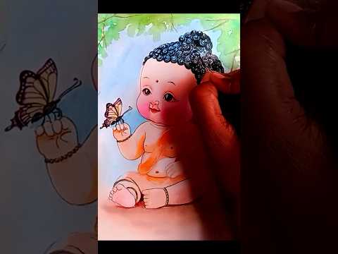 Little Cute Buddha Watercolor Painting/Buddha Purnima Drawing/#art#painting #buddha #shorts