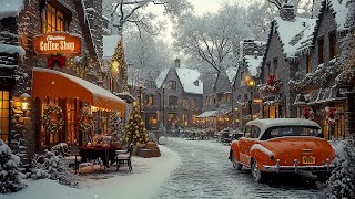 Relaxing Christmas Jazz ❄️ Cozy Café & Snowy Christmas Town Streets 🎄 Warm Holiday Ambience