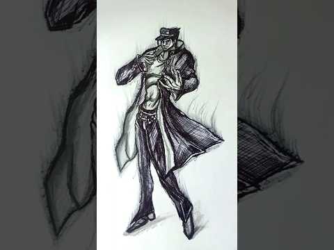 Speed Drawing Stick-man Jotaro😳//#anime #drawing #shorts