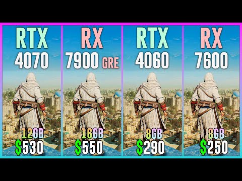 RTX 4070 vs RX 7900 GRE vs RTX 4060 vs RX 7600 - Test in 20 Games