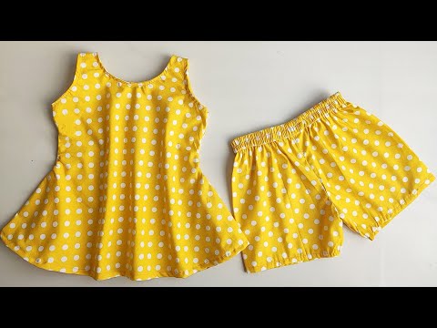 One Piece Umbrella Cut Baby Top with Shorts Cutting and stitching | Baby Frock cutting and stitching