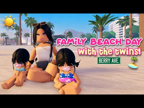 FAMILY BEACH DAY WITH THE TWINS! | Roblox Berry Avenue Roleplay