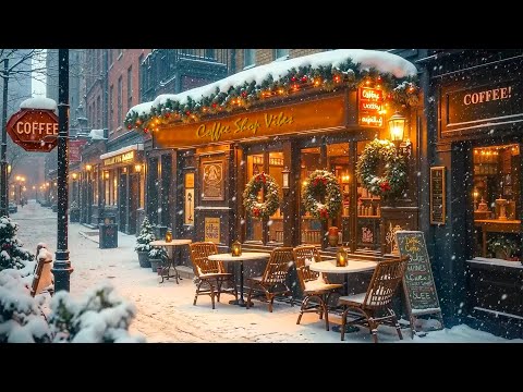 Winter Jazz Vibes at New York Coffee Shop Ambience ☕️ Smooth Jazz Instrument Music ❄️ Winter Chill☃️