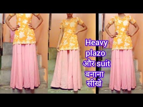 12 Kali Plazo with suit Cutting And Stitching// how to cut a flared plazo //heavy plazo cutting