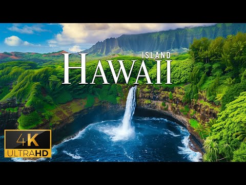 FLYING OVER HAWAII (4K Video UHD) - Calming Piano Music With Beautiful Nature Film For Stress Relief