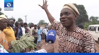 Youth Protest Over Bad Road Along Okene Benin Expressway