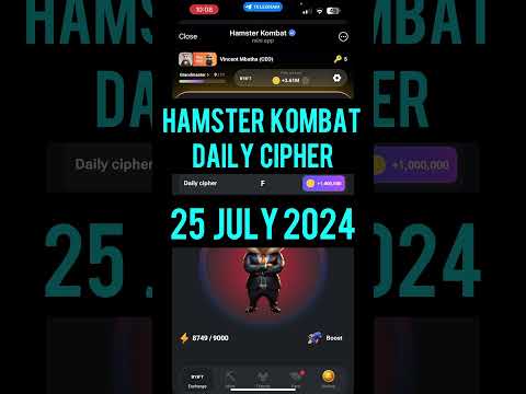 Hamster Kombat Daily Cipher: 25 July 2024  #dailycombohamsterkombat #hamsterkombatdailycombo #crypto