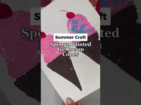 Sponge Painting Ice Cream Cone Craft Idea🍦 60 Days of Summer - Day 37 #shorts #craftideas #crafts