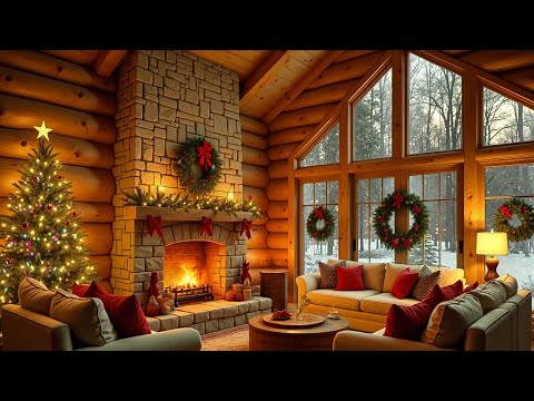 Soft Piano Christmas Jazz Music with Sounds Fireplace for Study, Relaxing 🔥🎄 Cozy Christmas Ambience