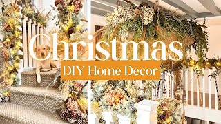 DIY Christmas STAIRCASE Decorating Ideas ~ Thrifted & Natural Decor