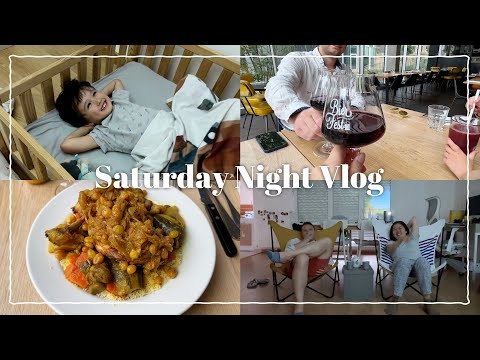 日仏家族のまったり過ごす休日の夜vlog｜寝転びシネマナイト