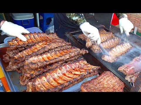 등갈비 Selling over 100 kg per day?! Amazing Charcoal Grilled Pork Back Ribs - Korean street food