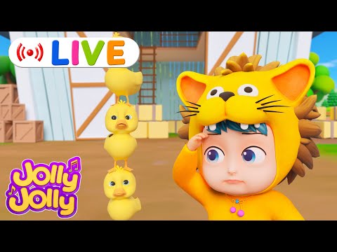 LIVE🔴🦆Five little ducks🦆, Five little monkeys jumping on the bed + More | Jolly Jolly & Animals