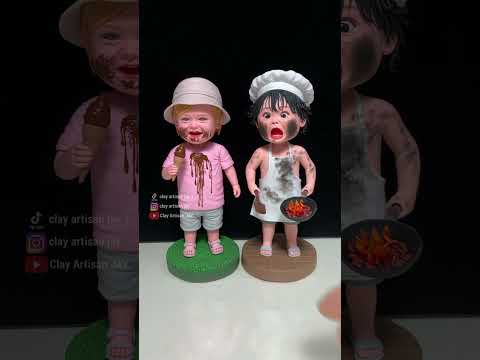 Adorable Sweet Clay Bobbleheads ：A Charming Duo