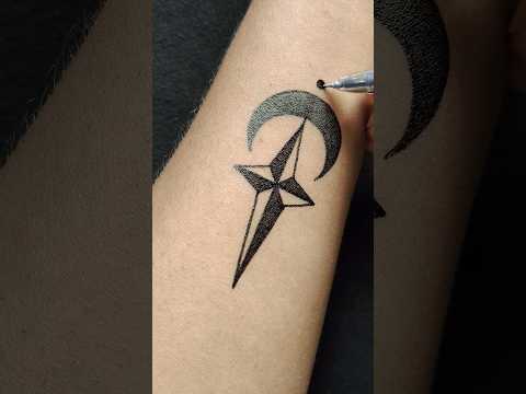 Moon 🌙 & Star ✨ beautiful n easy temporary tattoo......#tattoo #tattoink #art #drawing #asmr