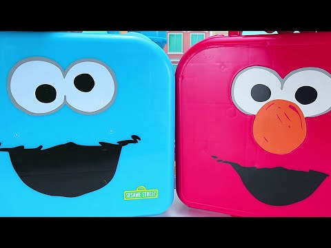 🔵🔴Best  Learning Video with Sesame Street Cookie Monster and Elmo Cases Surprises and more .. 🔵🔴