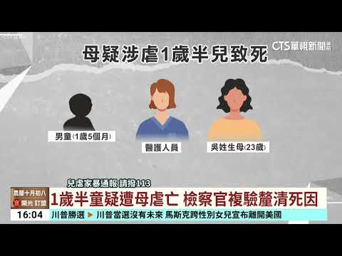 1歲半童疑遭虐亡.母收押　檢察官複驗釐清死因｜華視台語新聞 2024.11.08