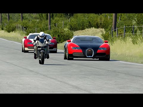 Kawasaki Ninja H2R vs Bugatti Veyron Grand Vitesse 16.4 SS vs Lamborghini Aventador at Old SPA