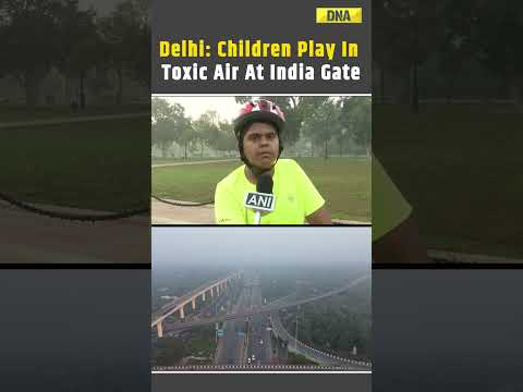 Delhi: Children Skating In Toxic Air At India Gate Despite 'Poor AQI' #aqi #pollution #delhi #shorts