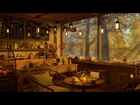 A Rainy Autumn Day in A Cozy Coffee Shop - Piano Jazz Music for Relaxing, Studying and Working