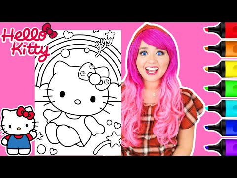 Coloring Hello Kitty Rainbow Swirls Coloring Page | Ohuhu Art Markers