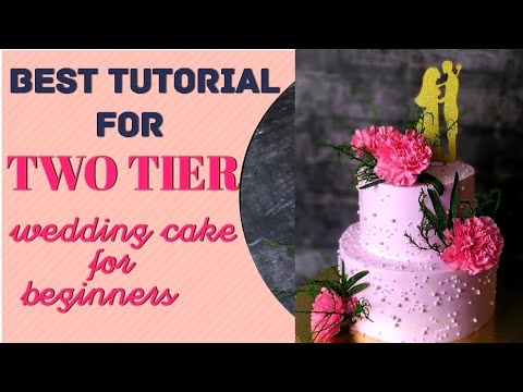 BEST TUTORIAL FOR TWO TIER WEDDING CAKE FOR BEGINNERS 💕💗🎂 #cake #fypシ #trending #cakedecorating