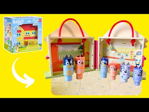 BLUEY and Bingo! | Unbox Demo Review Bluey Wooden Carry Along House Toy #blueytoys