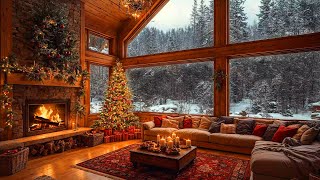 Relaxing in Cozy Christmas Ambience 🎄 Smooth Jazz Instrumental Music & Fireplace Crackling Sounds 🔥