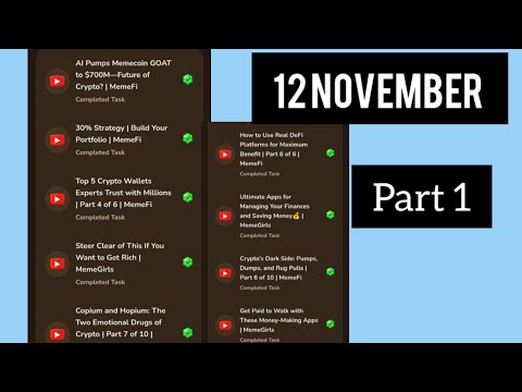 12 November Memefi All Video Code | Memefi Video Code 12 November | Memefi Code part 1