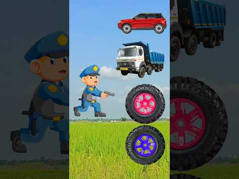 car, truck, bulldozer & ambulance cartoon #trending #vfx #shorts