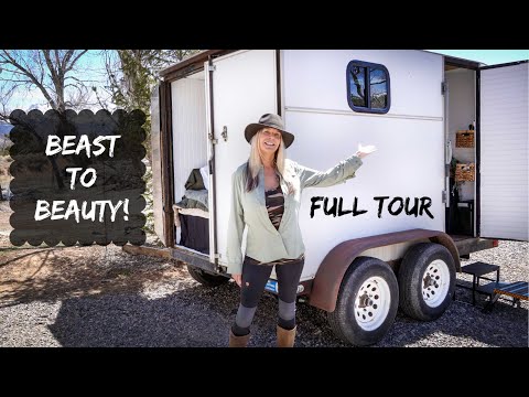 WOMAN Converts UGLY CARGO TRAILER to BEAUTIFUL CAMPER with no Experience! FULL TOUR REVEAL