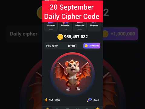 Today's Daily Cipher Code | Hamster kombat Cipher Code | September 20 Cipher Code  | 1M Coins Free