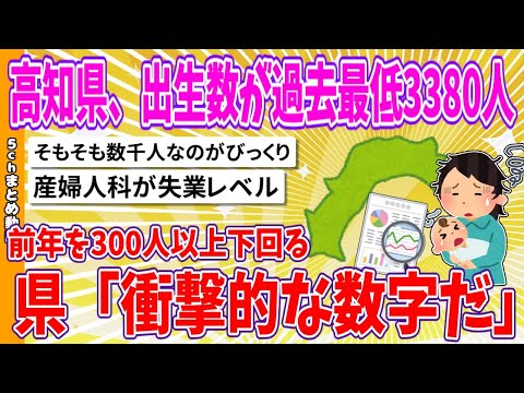 【2chまとめ】高知県、出生数が過去最低3380人、前年を300人以上下回る、県「衝撃的な数字だ」【ゆっくり】