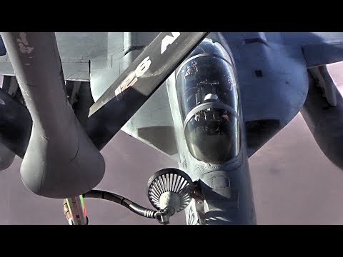 Expeditionary Air Refueling Squadron KC-135 Stratotanker Provides Fuel For EA-18G Growlers