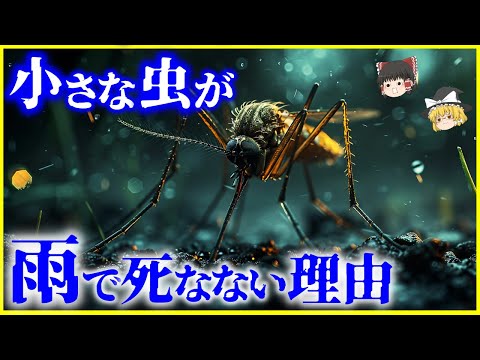 【ゆっくり解説】自分の50倍の質量が空から…小さな虫が「雨」で死なない理由とは？を解説/雨に負けない虫たちの秘密