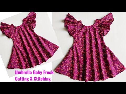 One Piece Umbrella Cut Baby Frock with Umbrella Sleeves Cutting and stitching