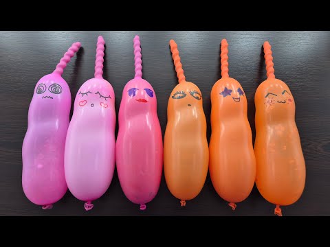 Making Slime with Funny Balloons - Pink vs Orange